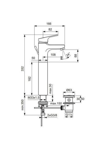 Ideal Standard Slimline Iı Lavabo Bataryası - B8595aa- Krom