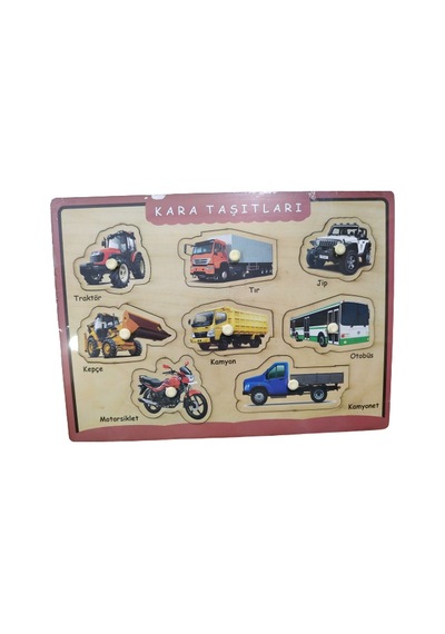 Ahşap Tutmalı Yapboz -Kara Taşıtları Puzzle (1 Adet)
