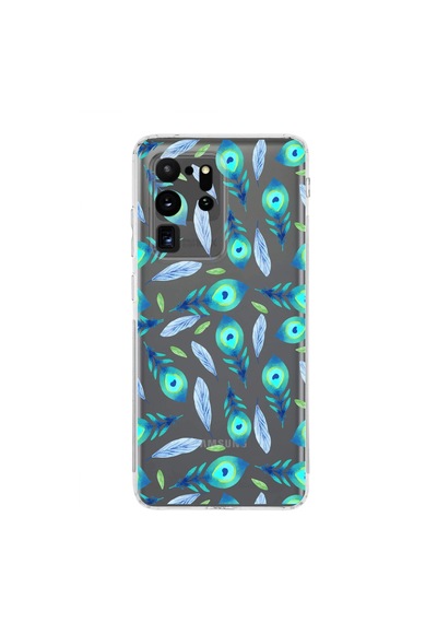 Samsung Galaxy S20 Ultra İle Uyumlu Nazar Boncuğu 3 Kamera Korumalı Şeffaf Silikon Kılıf Şeffaf