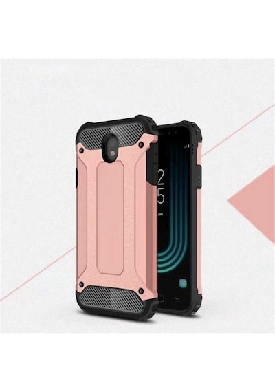 Noktaks - Galaxy Uyumlu J7 Pro Uyumlu - Kılıf Çift Katman Zırh Tank Crash Military Kapak - Rose Gold - T2751 Rose Gold