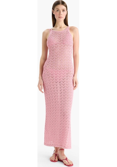 Defacto Yuvarlak Yaka Askılı Triko Plaj Elbisesi-fall İn Love E5968ax25hspn164 Pembe