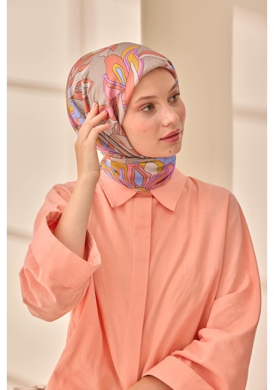 Silk Home Olinda İpek Eşarp 47003-31 Gri, Pembe, Somon, Mavi Lila, Sarı
