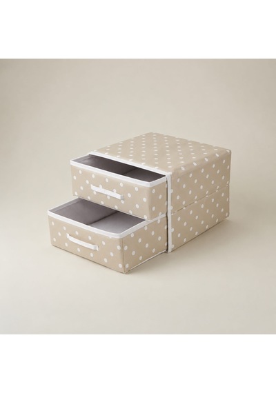 Living İki Çekmeceli Organizer - Beji - 31x30x22 Cm Çok Renkli