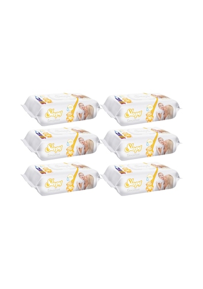 Sleepy Islak Havlu Mendil 90 Yaprak Sensitive 6 Lı Set Plastik Ka