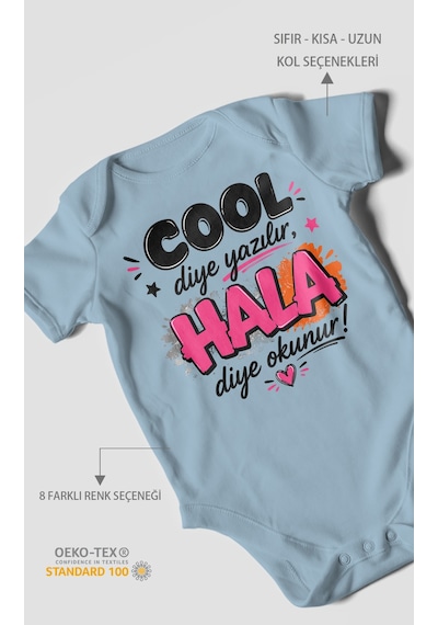 Morivokids Cool Diye Yazılır Hala Diye Okunur Kısa Kollu Bebek Body %100 Pamuk Bebe Mavisi