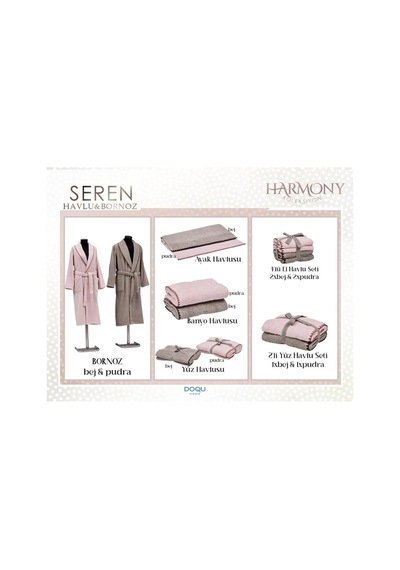 Doqu Home Harmony Seren 2'li Yüz Havlusu Seti 50 X 90 Cm - Pudra / Bej Çok Renkli