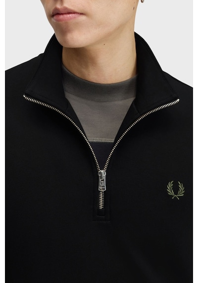 Fred Perry Logolu Pamuklu Yarım Fermuarlı Dik Yaka Sweat Erkek Sweat M3574 W54 Siyah