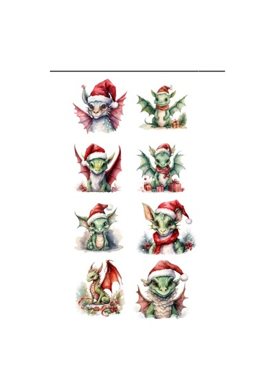 Noel Temalı Ejderhalar Sticker Set