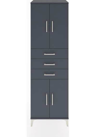 Hyperion Dolap 3 Raflı 3 Çekmeceli 4 Kapaklı 60x44x195 Antras... Antrasit
