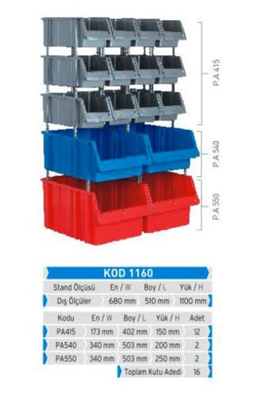 Sembol Plastik Kod 1160 Çok Amaçlı Plastik Avadanlık Setleri Kat.Renk