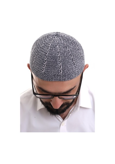 Füme Gri Kışlık Çift Renk Kadife Namaz Takkesi
