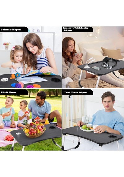 Laptop Sehpası Usbli Yatak Masası Mdf Laptop Masası Çalış