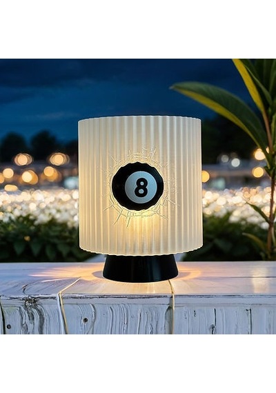 Gece Lambası -8 Ball Dekoratif Lamba, Genç Oda, Özel Hediye Çok Rekli - Beyaz