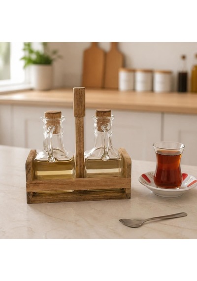 Borosilikat Yağlık Seti 150 Ml 2 Yağlık + 1stant Şeffaf