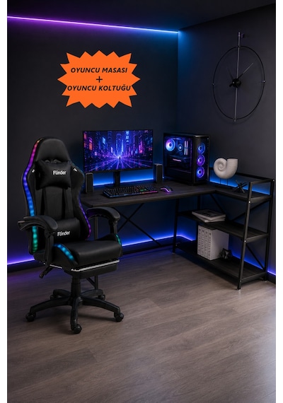 Oyuncu Masası + Oyuncu Koltuğu Takımı, L Masa Ve Ledli Sandalye Seti, Raflı Masa, Gaming Masası, Gaming Sandalyesi-6 Diğer Oyuncu Masası + Oyuncu Koltuğu Takımı, L Masa Ve Ledli Sandalye Seti, Raflı Masa, Gaming Masası, Gaming Sandalyesi-6 Diğer