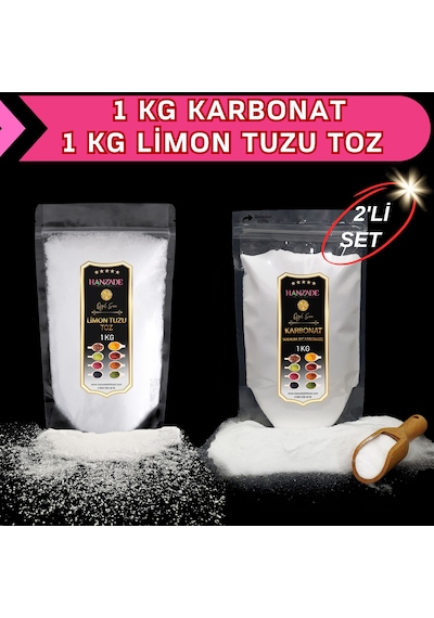 Hanzade Bitkisel Limon Tuzu Toz 1 KG + Karbonat 1 KG