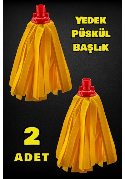 Technow Klasik Sarı Ultra Kalın Mop Paspas Püskül Yedek Başlık 2 Adet