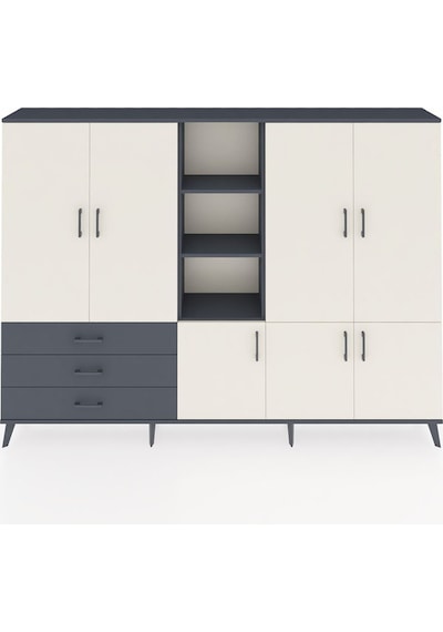 Arges Dolap 11 Raflı 3 Çekmeceli 7 Kapaklı 220x30x163 Antrasit-ay Antrasit-aytaşı/antrasit Arges Dolap 11 Raflı 3 Çekmeceli 7 Kapaklı 220x30x163 Antrasit-ay Antrasit-aytaşı/antrasit