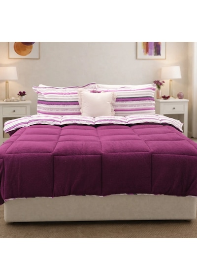 Sherpa Comforter Çift Kişilik Uyku Seti - Mürdüm