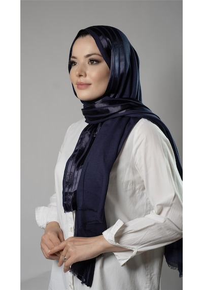 Hürrem Bone Lacivert Şerit Çizgili Şal Viskon Kumaş Bursa Dolama 202109 02 Lacivert