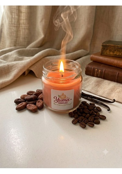 Vanilya , Kahve Ve Kakao Kokulu %100 Soya Wax 100cc Kapaklı Cam Kavanoz Mum Kahverengi