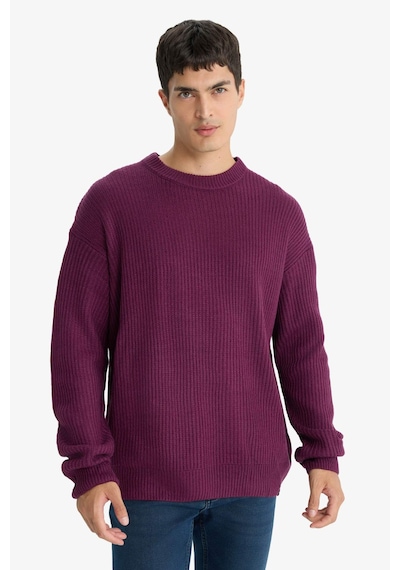 Defacto Oversize Geniş Kalıp Bisiklet Yaka Triko Kazak B9718ax25wnpr326 Mor-pr326