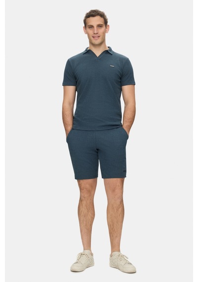 Felıpe Lacivert Polo Yaka Krinkıl Hafif Kumaş Metal Logolu Standard Fit Erkek Tshirt Lacivert