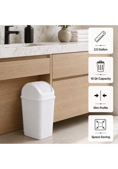 2,6 Litre Küçük Slim Trash Can Beyaz