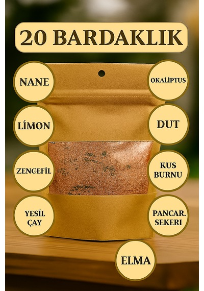 Doğal Karışım Kış Çayı,nane, Limon, Okaliptus, Dut, Zencefil, Kuşburnu,pancar Şekeri 20 Bardaklık