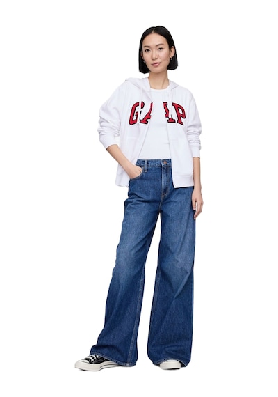 Gap Logo Relaxed Fermuarlı Sweatshirt - 727433-10009 BEYAZ