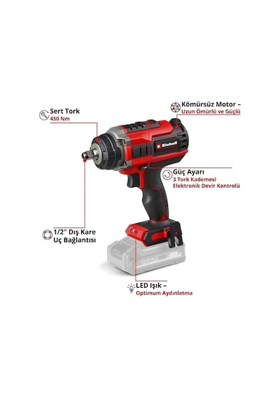 Einhell Impaxxo 18/450 S-FS Solo Akülü Darbeli Somun Sıkma 4510072