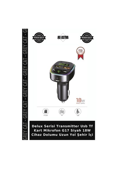 Delux Serisi Transmitter Usb Tf Kart Mikrofon G17 Siyah 18w Cihaz Dolumu Uzun Yol Şehir İçi