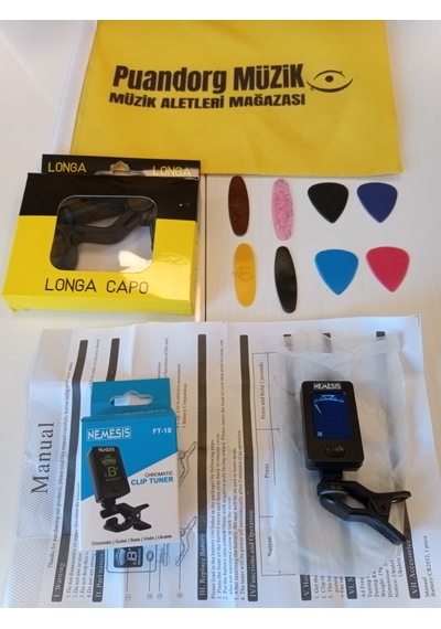 Nemesis Ft-18 Klipsli Akort Aleti Tuner +gitar Ve Bağlama Kaposu+pena Ve Mızrap Seti Hediyeli