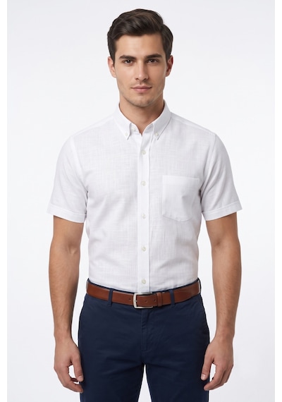 Kamer Erkek Klasik Tek Cepli %100 Cotton Kısa Kol Gömlek Bgl-st05624 Beyaz