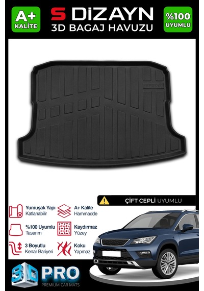 S-dizayn Seat Ateca 3d Pro Bagaj Havuzu 2016 Üzeri A+ Kalite