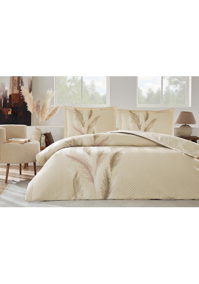 Özdilek Miscanthus Çift Kişilik Kapitone Nevresim Takımı Krem