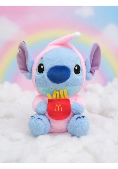 Pembe Kapuşonlu Stitch Peluş Oyuncak 30cm Stich İthal Tüylü Peluş Ayı Uyku Arkadaş Çok Renkli