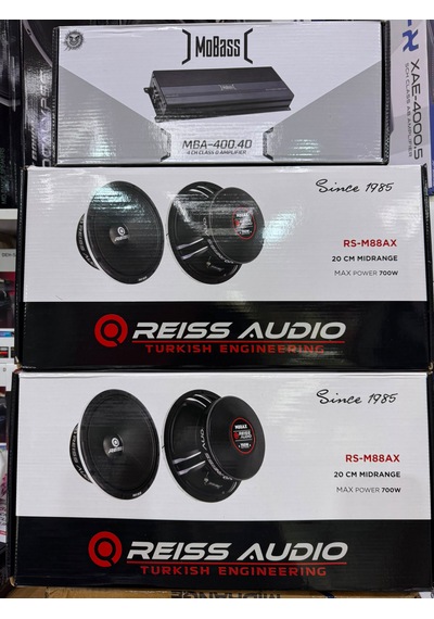 Rs-m88ax 20cm İki Takım Midrange 700wat375rms 4 Kanallı Mba-400.4 4x400rms Anfi