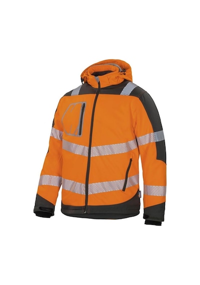 Reflektörlü Su Geçirmez Termal Softshell İş Montu Turuncu Sarı