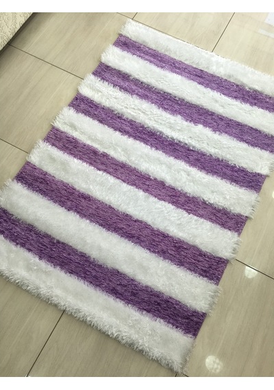 Saray Halı Otantik 125x180 Beyaz Lila El Örgüsü Tüylü Halı !