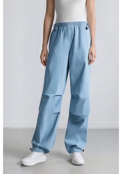 Defacto Jogger Yüksek Bel Bilek Boy Paraşüt Jean Pantolon C1321AX24SMNM39 Mavi