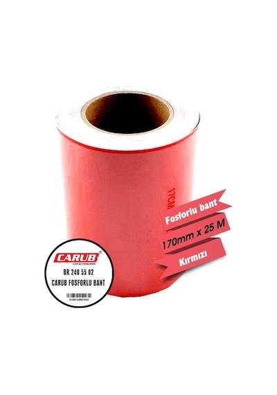 Carub Fosforlu Bant Kırmızı 17cm X 25 Mt