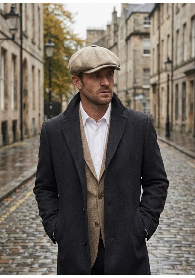 Emybox Erkek Kaşe 8 Köşe Kasket Şapka Klasik Retro- Peaky Blinders Tarzı Lastikli Standart Beden D