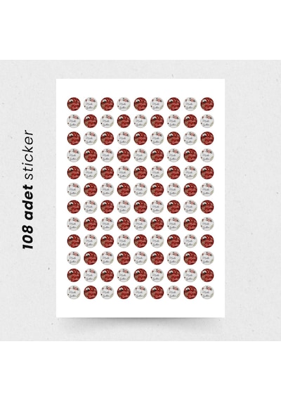 Yılbaşı Temalı Mutlu Yıllar Sticker Seti, Yeni Yıl Hediye Paketle Çok Renkli