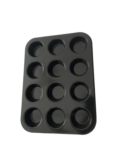 Porlisma 12'li Muffin Kalıbı, Metal Kek Kalıbı Siyah