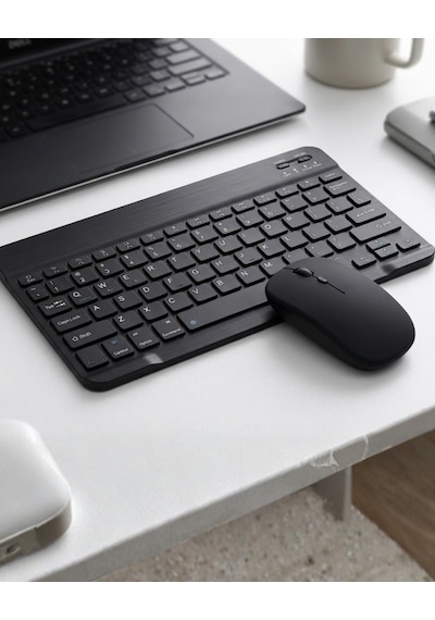 Kablosuz Bluetooth Klavye Mouse Seti Wireless Sessiz İnce Tasarım Çoklu Uyumlu Optik