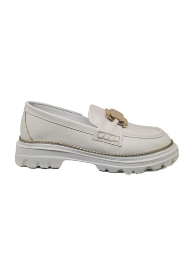 Ventes Demir Aksesuarlı Kadın Loafer Ayakkabı 989515-28z Beyaz