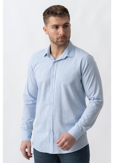 White Stone Malta G2303 Keten Regular Fit Pamuklu Gömlek Mavi - S Mavi