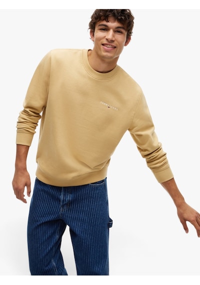 Tommy Hilfiger Tjm Reg Lınear Crew Ext Erkek Bej Sweatshirt - Dm0dm20249