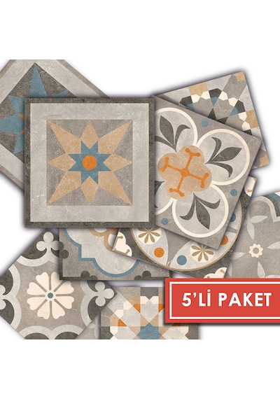 Kendinden Yapışkanlı Kayısı Desenli Pvc Karo 10x10 Cm 5 Li Paket